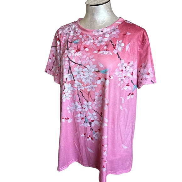 noracora Tops - New Noracora Womens Cherry Blossom Pink Floral Tee size XXL
